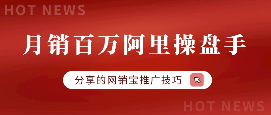 月銷百萬阿里操盤手,分享的網銷寶推廣技巧