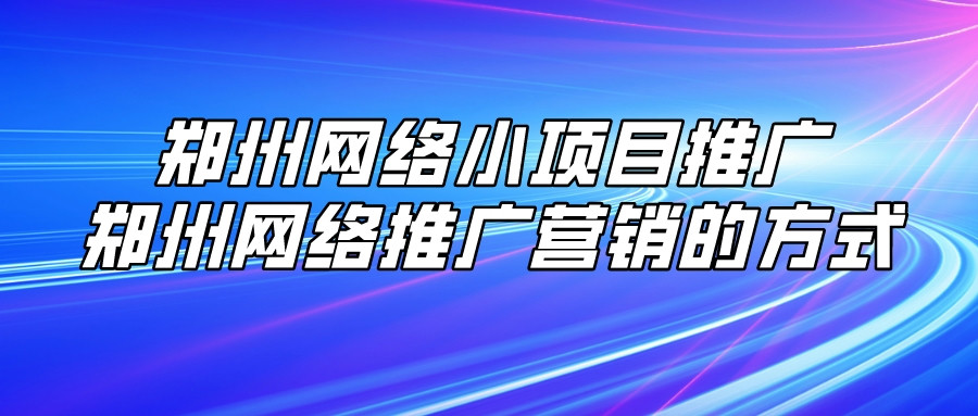 鄭州網絡小項目推廣(鄭州網絡推廣營銷的方式)