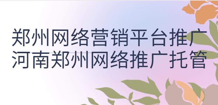 鄭州網絡營銷平臺推廣(河南鄭州網絡推廣托管)