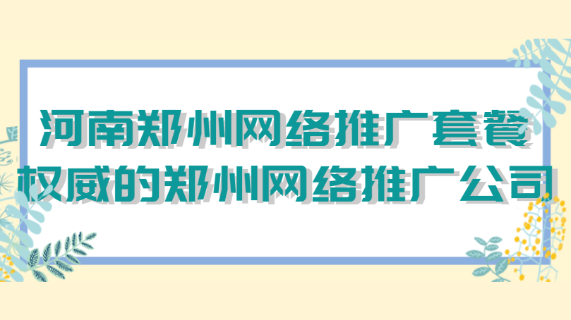 河南鄭州網絡推廣套餐(權威的鄭州網絡推廣公司)