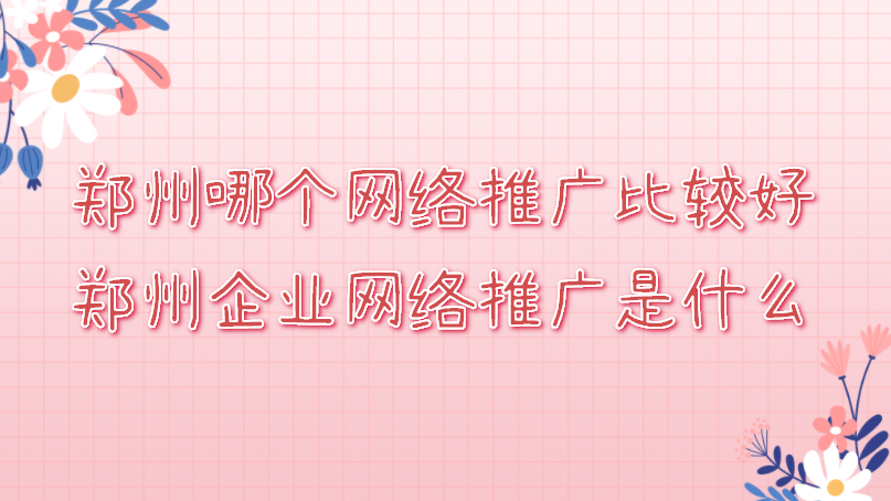 鄭州哪個網絡推廣比較好(鄭州企業網絡推廣方式)