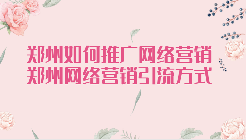 鄭州如何推廣網絡營銷(鄭州網絡營銷引流方式)